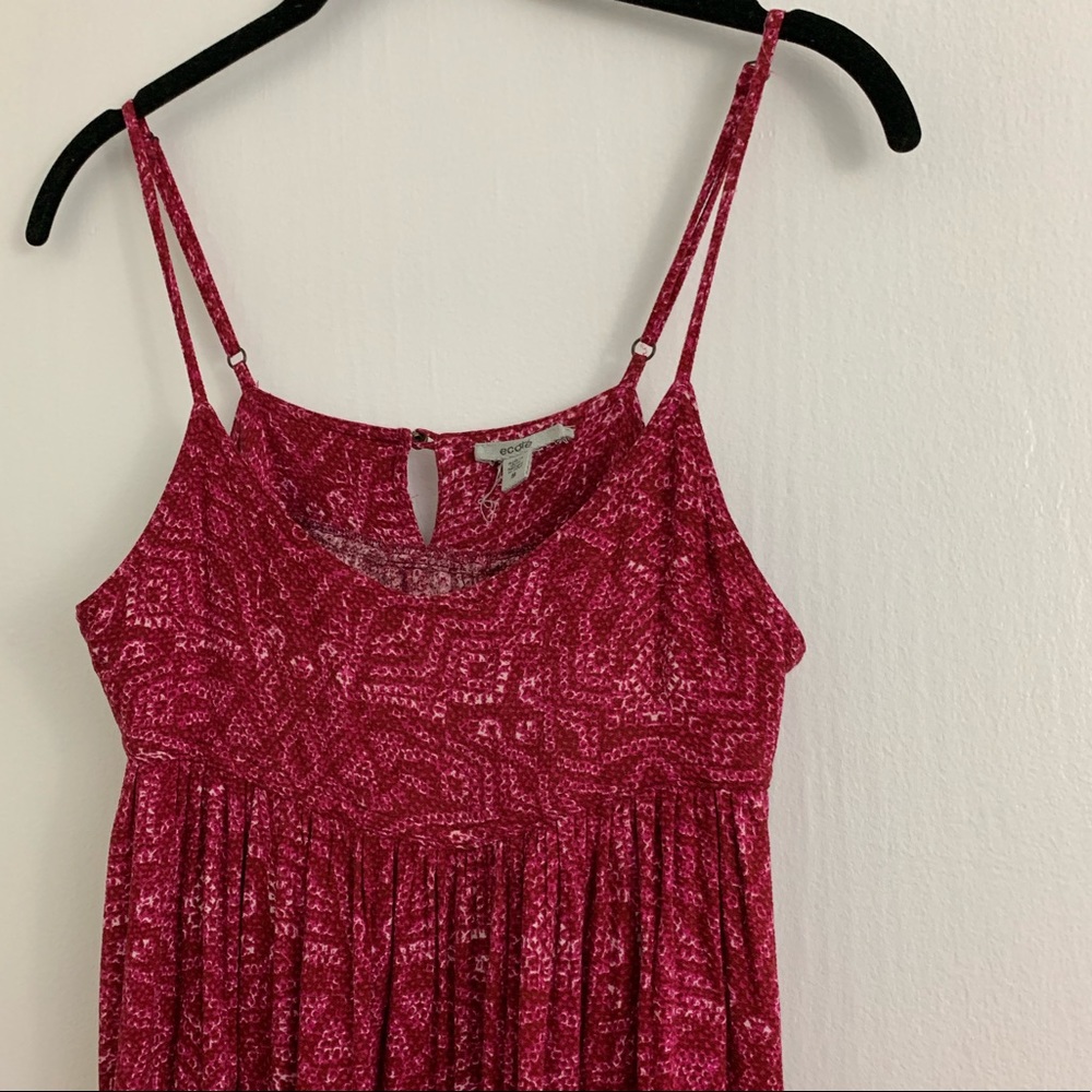 Ecote Pink Midi Print Sun Dress